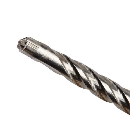 Close-up of a DEWALT DT8914 metal drill bit showing its spiral tip and cutting edges.