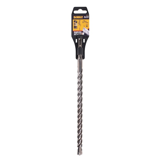 DEWALT DT8941 long spiral drill bit for masonry, in retail packaging, shown vertically on a white background.