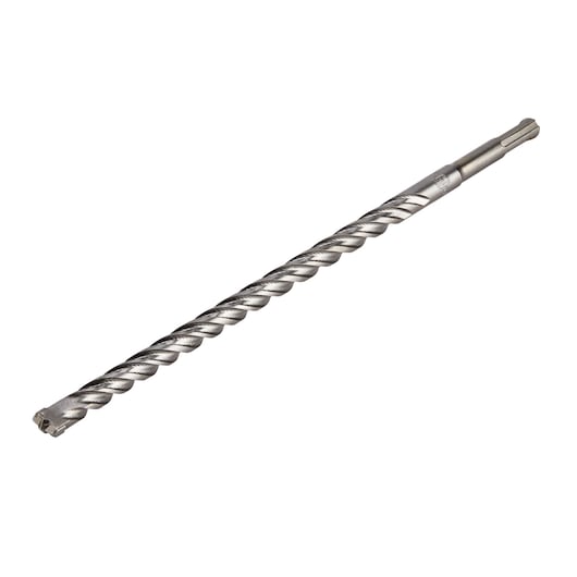 A single long, metallic DEWALT drill bit with a spiral design, shown against a white background.