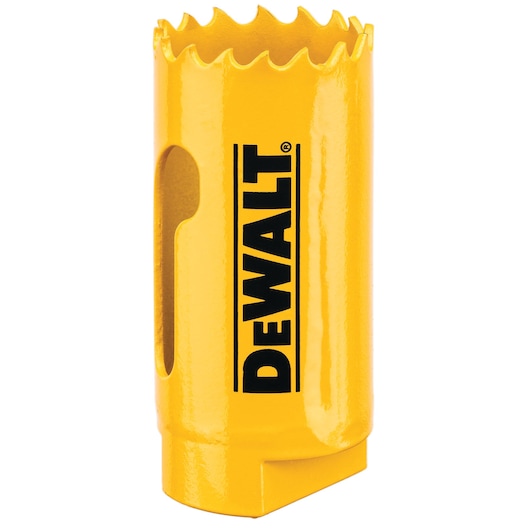 DEWALT hole saw, yellow, for photography. SKUs: DT90303, DT90303-QZ.