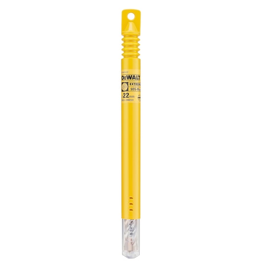 DEWALT DT9419 SDS-Max drill bit, yellow case, 22mm diameter, for masonry and concrete drilling.