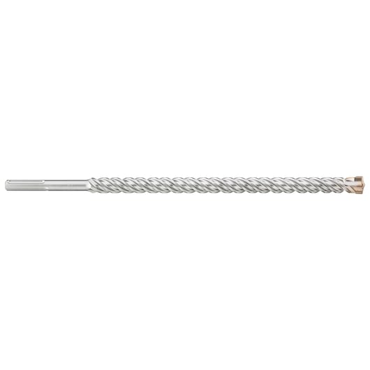 Long silver masonry drill bit with spiral fluting, suitable for hammer drills and concrete, shown on a white background.