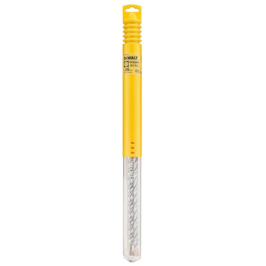 DEWALT DT9430 SDS-Plus masonry drill bit in yellow and clear plastic packaging, vertical view.