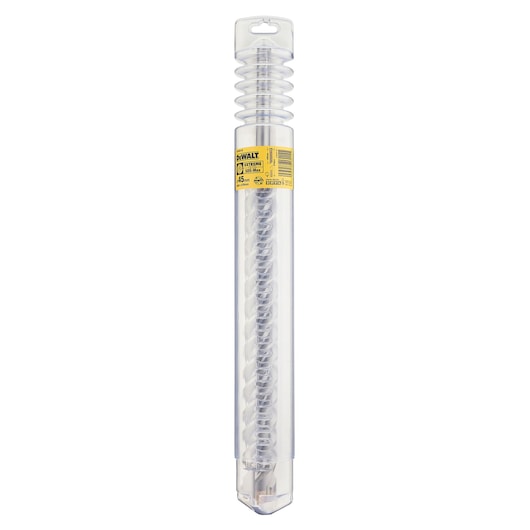 DEWALT DT9448 drill bit in clear plastic packaging with yellow label, designed for masonry and concrete work.