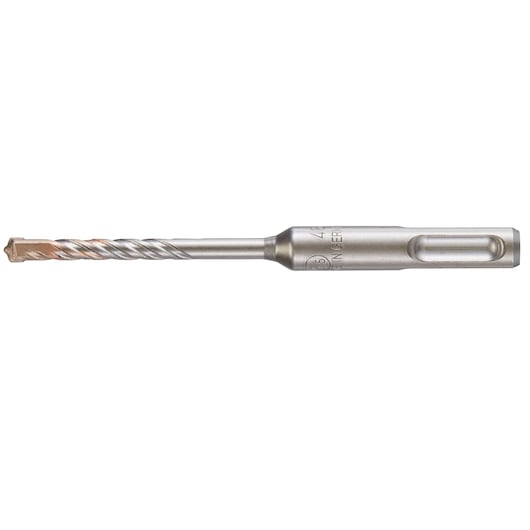 Single DEWALT metal drill bit with spiral tip and SDS-plus shank, isolated on white background.