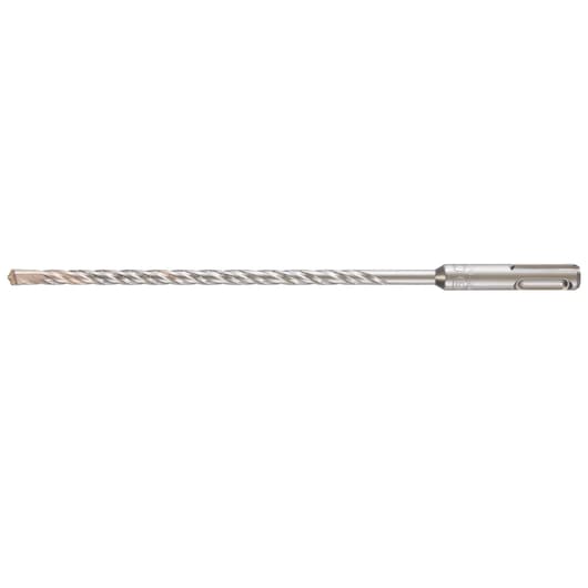 A long metal masonry drill bit with spiral grooves and an SDS-plus shank.