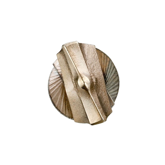 Close-up of a DEWALT DT9516 industrial drill bit tip against a white background, displaying its metal texture.