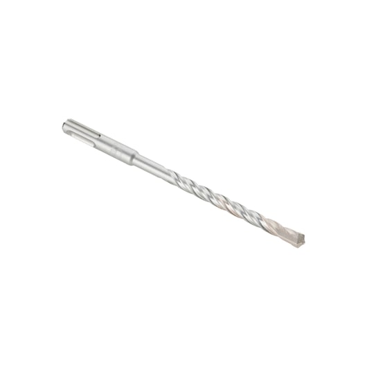 A single metal SDS-plus masonry drill bit with a spiral flute and cutting tip, isolated on a white background.