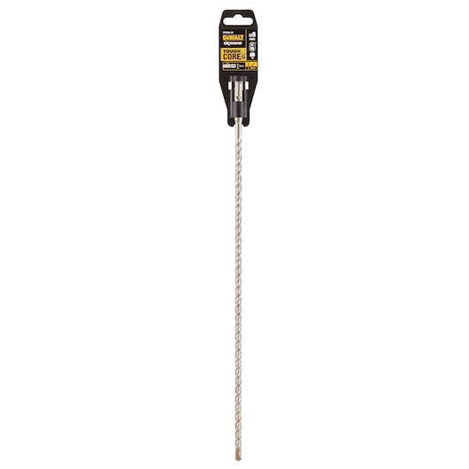 DEWALT DT9534 long masonry drill bit in retail packaging, silver and black, for heavy duty concrete drilling.