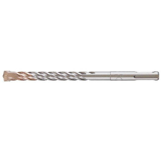 A DEWALT SDS drill bit with spiral flutes and a carbide tip, used for drilling into masonry or concrete surfaces.