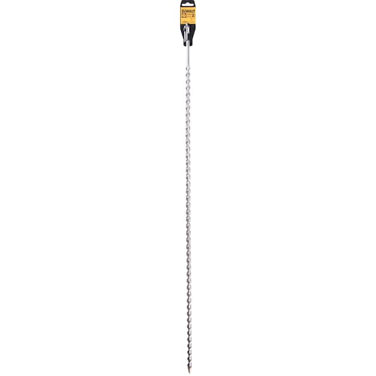 Long DEWALT DT9572 masonry drill bit with spiral design, displayed vertically against a white background.
