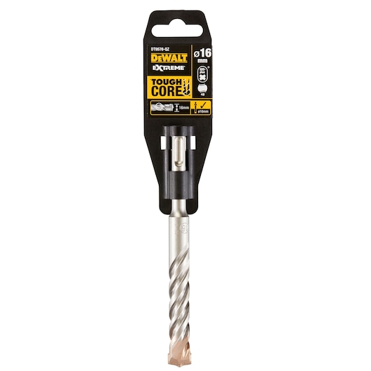 DEWALT DT9578 Tough Core drill bit, 16mm, in packaging for masonry and concrete drilling.