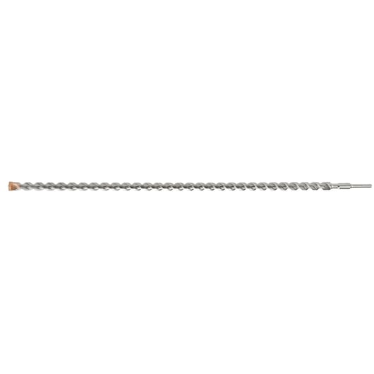 Long spiral DEWALT drill bit for masonry, with carbide tip and SDS-plus shank.
