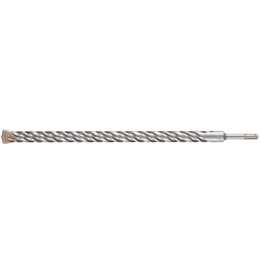 A long, silver DEWALT drill bit with spiral design for masonry or concrete drilling, shown on a white background.