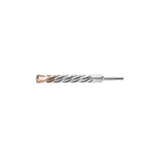 A metal drill bit with a spiral design and carbide tip, displayed on a white background.