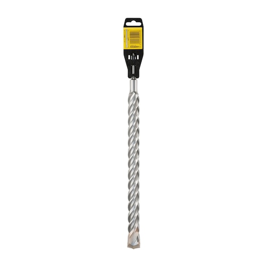 DEWALT drill bit, model DT9619-QZ and DT9619, in photography category. Spiral metal design, vertical view.