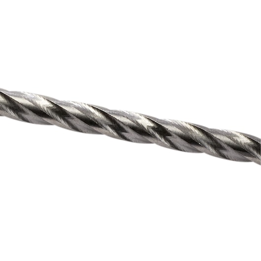 Close-up of a DEWALT DT9621 metal drill bit with spiral grooves, shown against a white background.