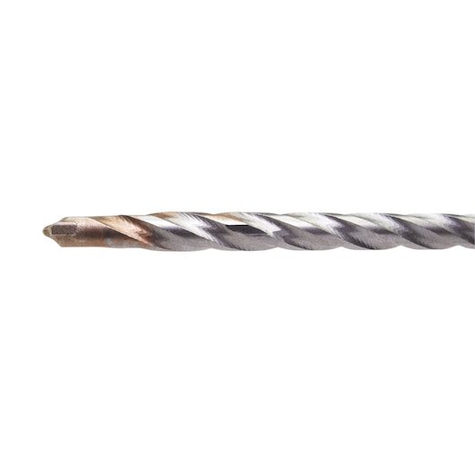 Close-up of a DEWALT DT9621 metal drill bit with spiral flutes, shown against a white background.