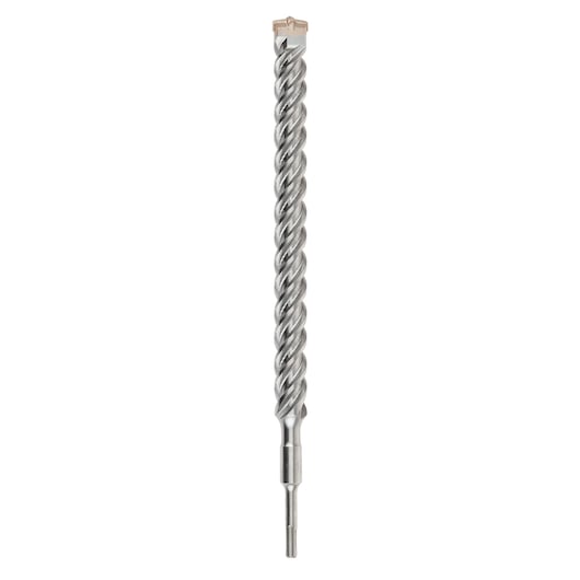 Single metallic DEWALT hammer drill bit with spiral fluting and chisel tip for masonry drilling.