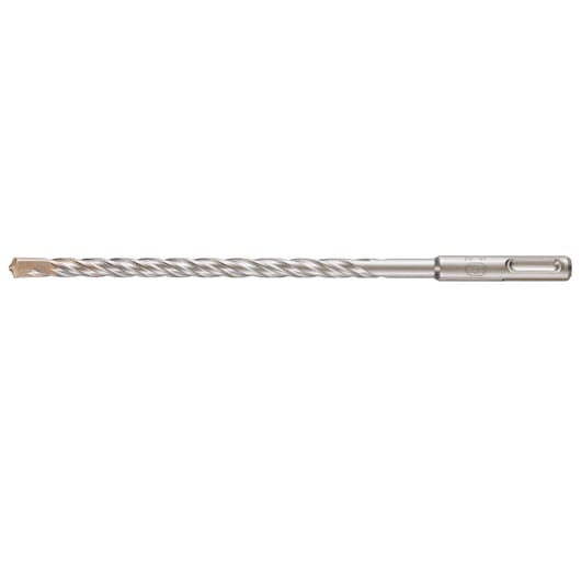 Metal SDS drill bit with spiral flutes and chisel tip for masonry or concrete drilling.