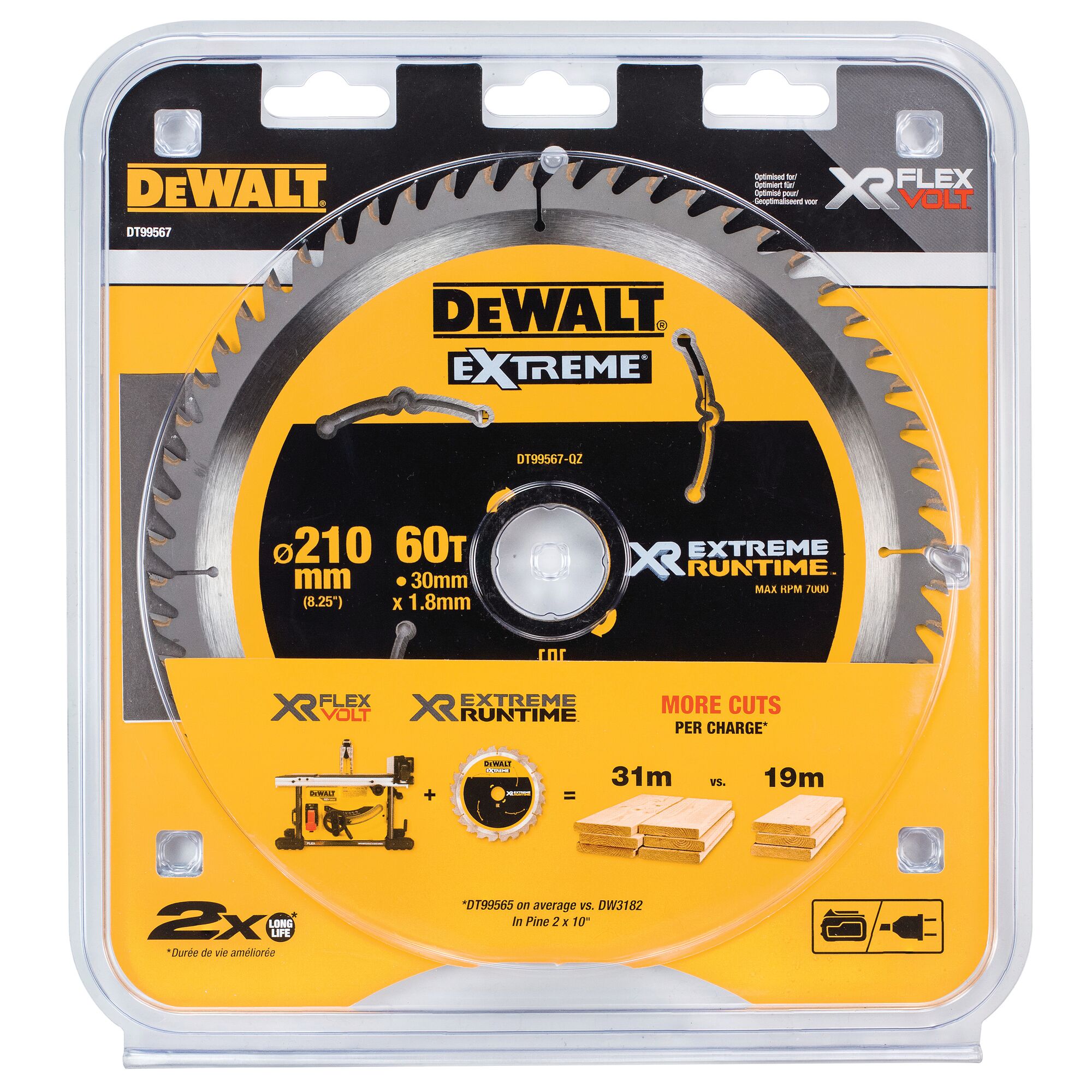 Lame de scie circulaire stationnaire XR Runtime, 210 x 30 mm, 60