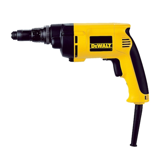 A DEWALT DW269K electric screwdriver with a yellow and black body, side profile view, shown against a white background.