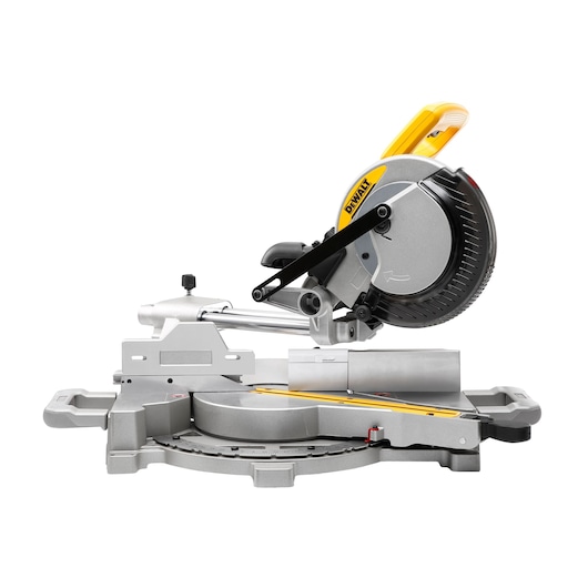 DEWALT DW712 compound miter saw with yellow handle, shown on white background.