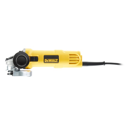 DEWALT angle grinder, yellow, corded. Photography, SKUs DWE4056-QS, DWE4056 shown.