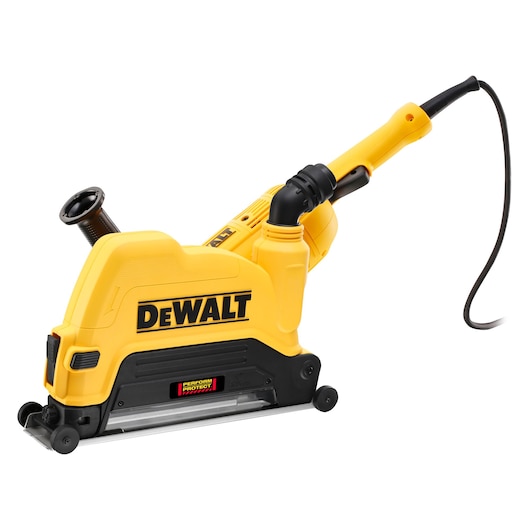 DEWALT electric wall chaser, yellow and black, with cord and handle designed for cutting grooves in walls.
