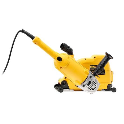 DEWALT DWE492GK yellow electric angle grinder with handle and cable, shown on a white background.