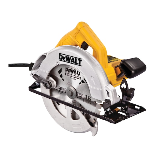 DEWALT DWE560 circular saw with yellow handle and silver blade, shown on a white background.