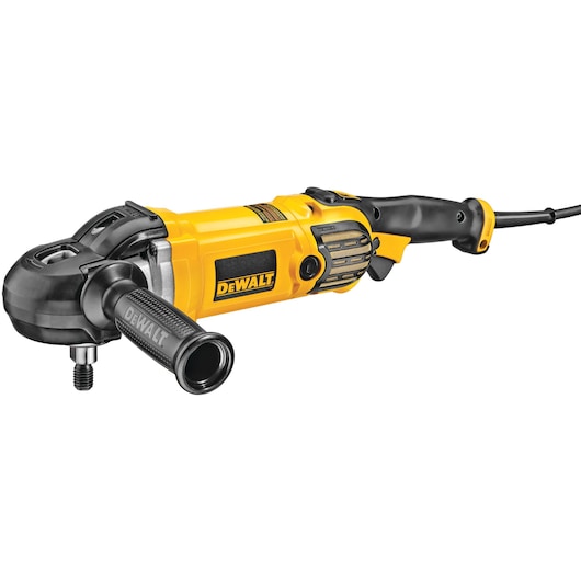 DEWALT yellow and black electric polisher tool with side handle and power cord, model DWP849X.
