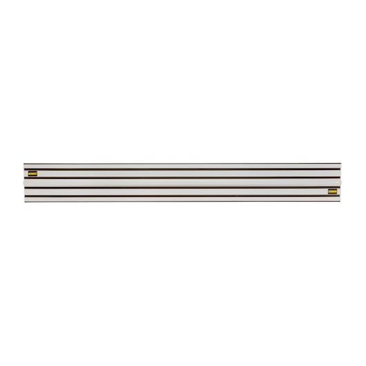DEWALT DWS5022 metal track for circular saws, with black grooves and yellow logo on ends.