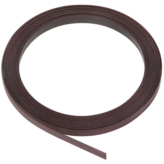 A coiled strip of dark brown material, likely a replacement rail or edge banding for woodworking or construction, shown on a white background.