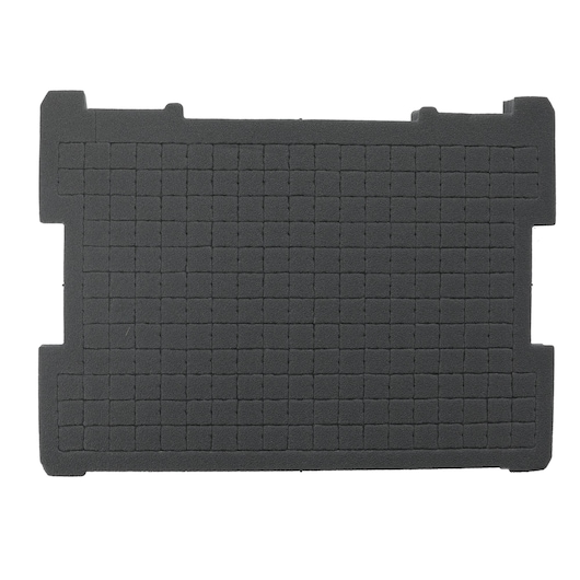 Black rectangular foam insert with a grid pattern, designed for tool case organization and protection.