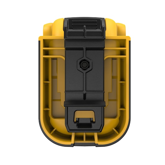 DEWALT yellow and black camera mount accessory, shown facing front on a white background.