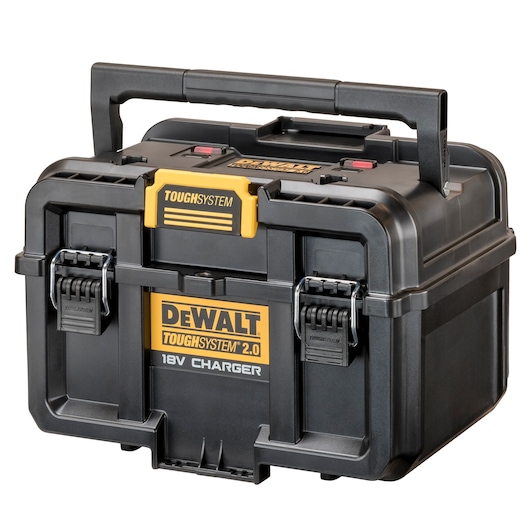 DEWALT Toughsystem 2.0 18V Charger box with handle and secure latches.