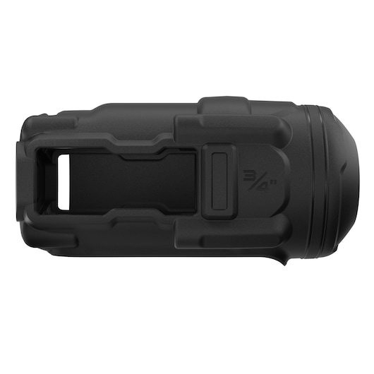 Black DEWALT adapter for tools, cylindrical shape with sturdy design and 3/4 inch marking visible.